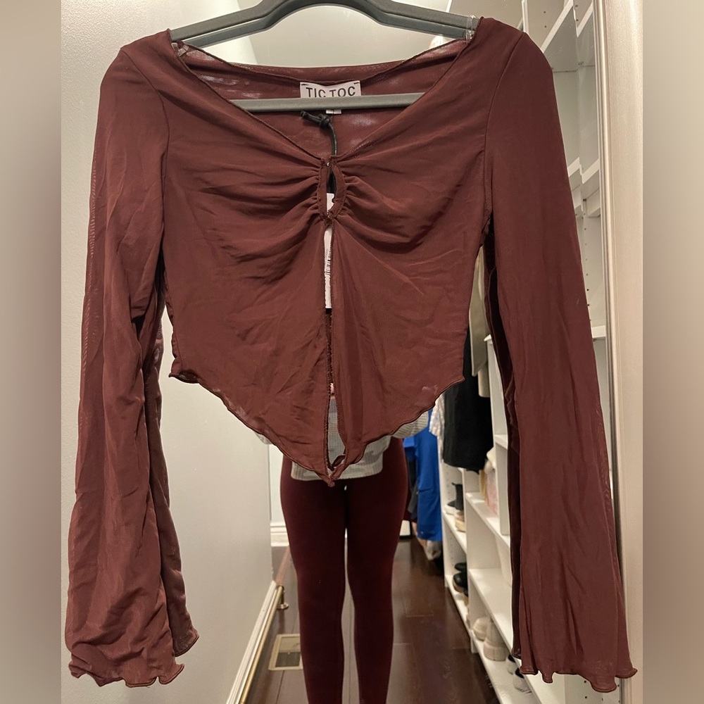 Sheer Open Front Crop Top